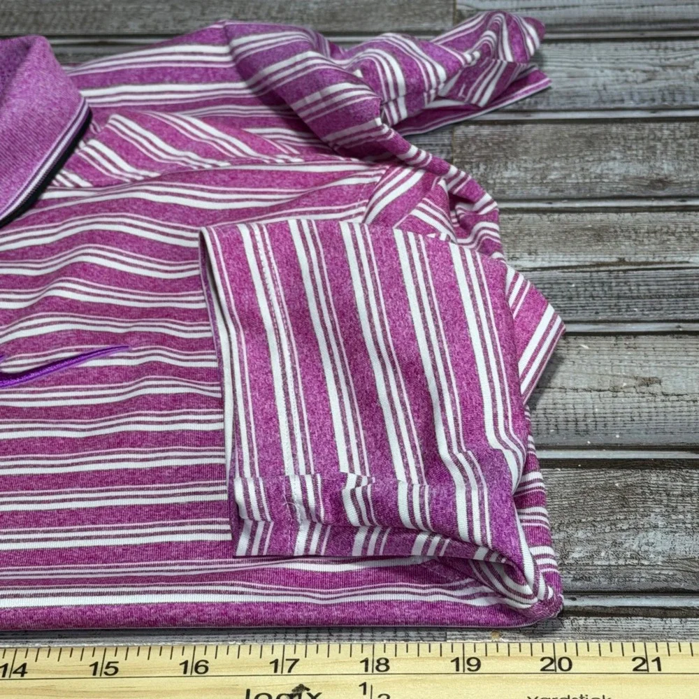 Nike Dri-FIT Mens Striped Golf Polo Shirt Purple White Small‎ Standard Fit